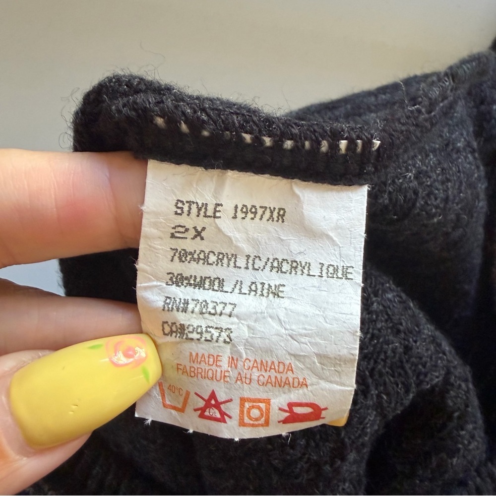 Vintage Gray Crew Neck Pullover Sweater Nordic Wool Blend 1990s Preppy Mens 2X - Picture 9 of 11